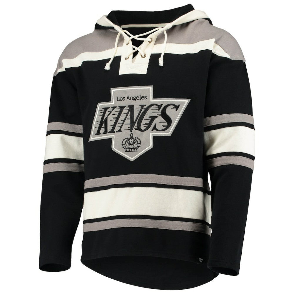 Luc Robitaille Los Angeles Kings '47 Retired Player Name & Number Lacer Pullover Hoodie - Black Hoodies