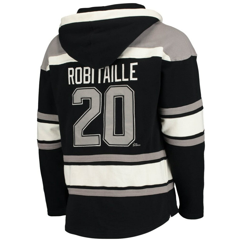 Luc Robitaille Los Angeles Kings '47 Retired Player Name & Number Lacer Pullover Hoodie - Black Hoodies