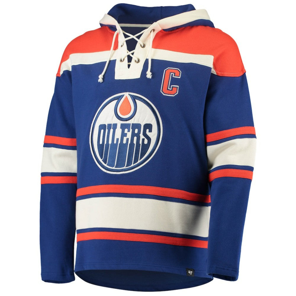 Wayne Gretzky Edmonton Oilers '47 Retired Player Name & Number Lacer Pullover Hoodie - Royal Hoodies