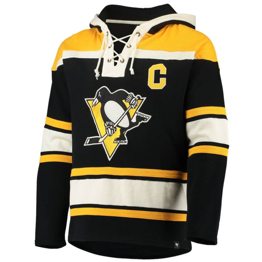 Mario Lemieux Pittsburgh Penguins '47 Retired Player Name & Number Lacer Pullover Hoodie - Black Hoodies