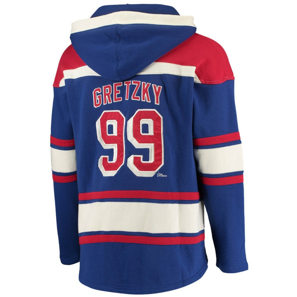 Wayne Gretzky New York Rangers '47 Retired Player Name & Number Lacer Pullover Hoodie - Blue Hoodies