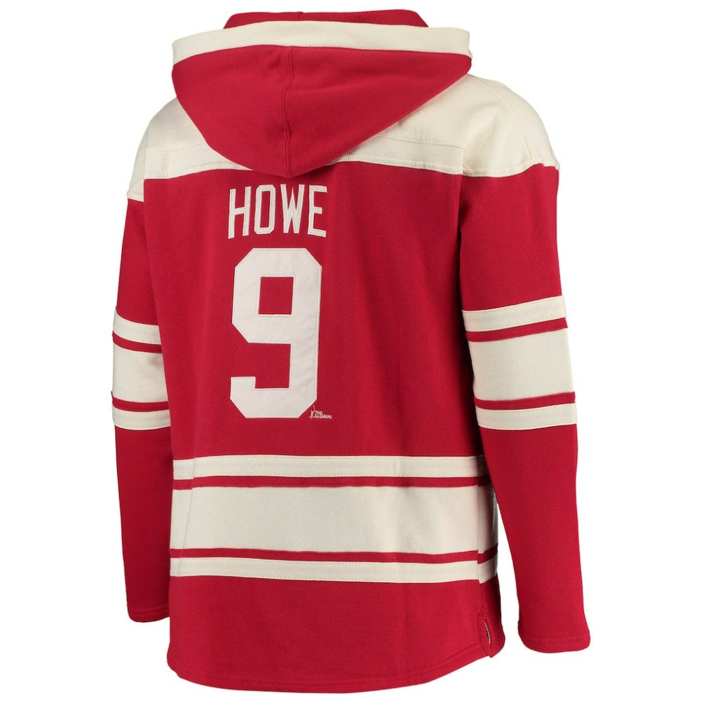 Gordie Howe Detroit Red Wings '47 Retired Player Name & Number Lacer Pullover Hoodie - Red Hoodies