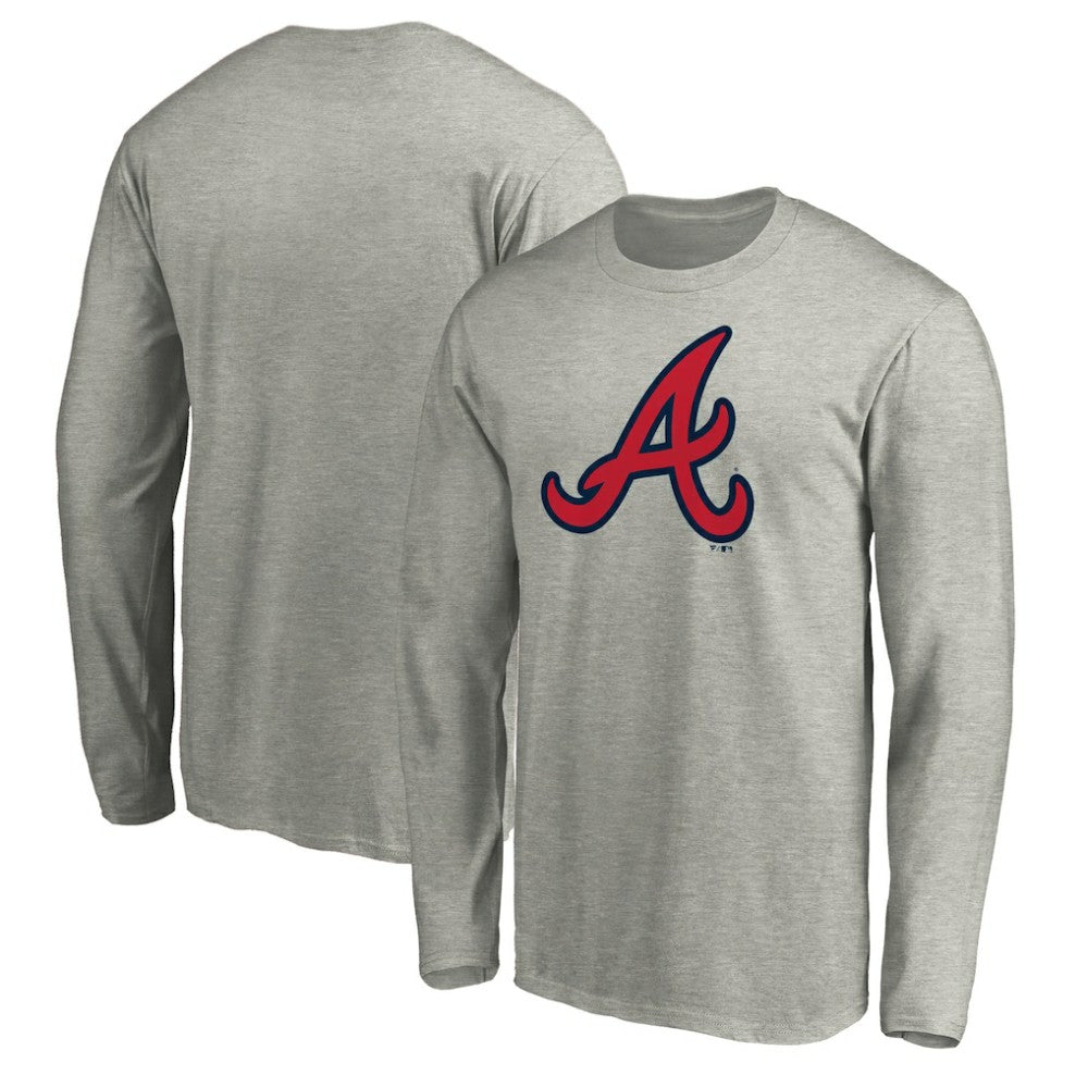Atlanta Braves Official Team Logo Long Sleeve T-Shirt Heather Gray