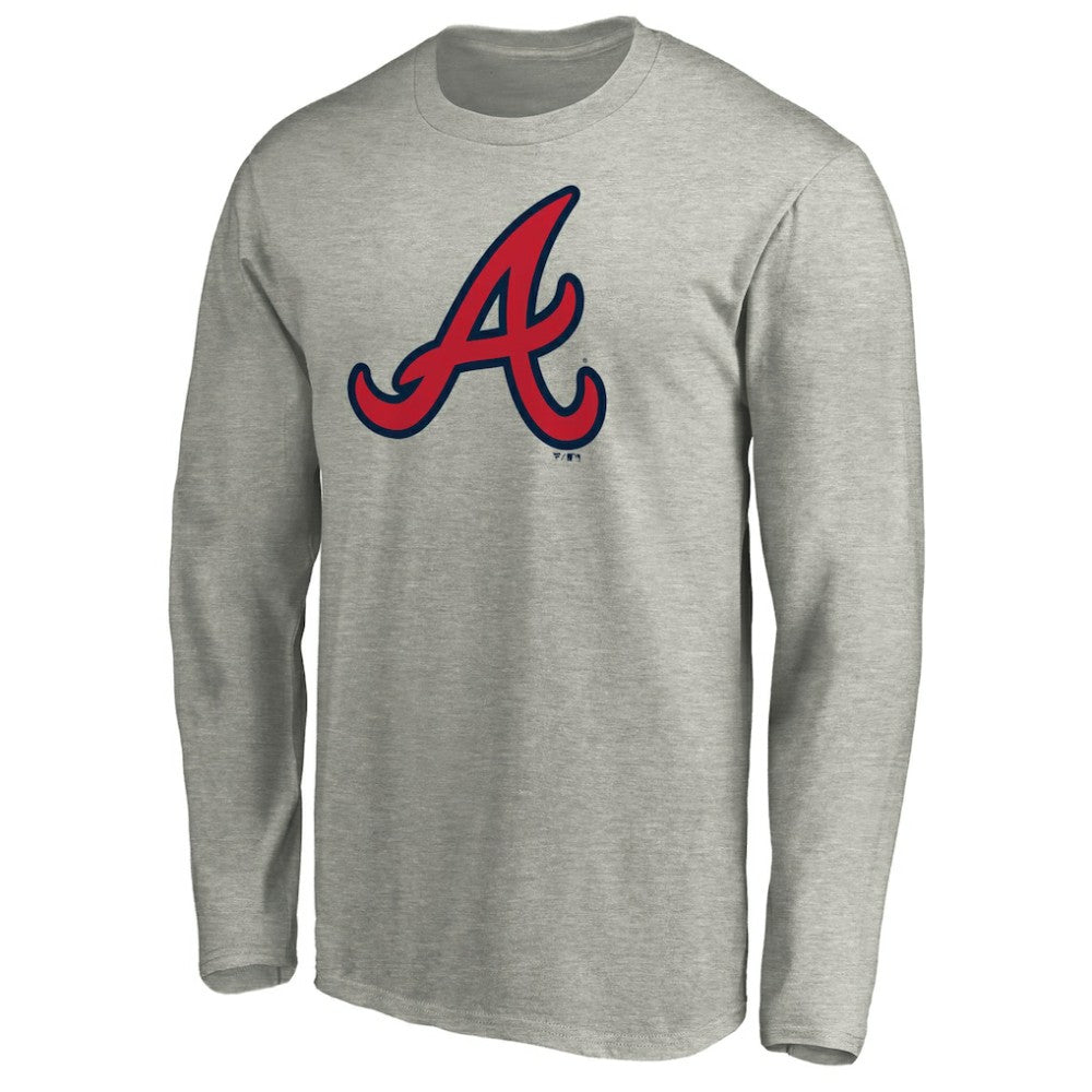 Atlanta Braves Official Team Logo Long Sleeve T-Shirt Heather Gray