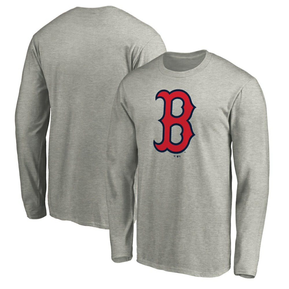Boston Red Sox Official Team Logo Long Sleeve T-Shirt Heather Gray