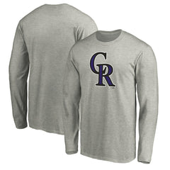 Colorado Rockies Official Team Logo Long Sleeve T-Shirt Heather Gray