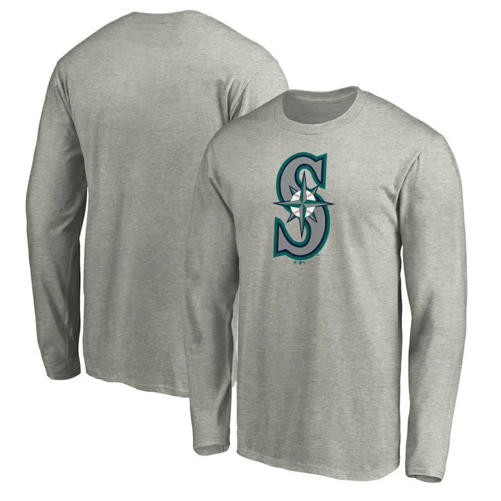 Seattle Mariners Official Team Logo Long Sleeve T-Shirt Heather Gray