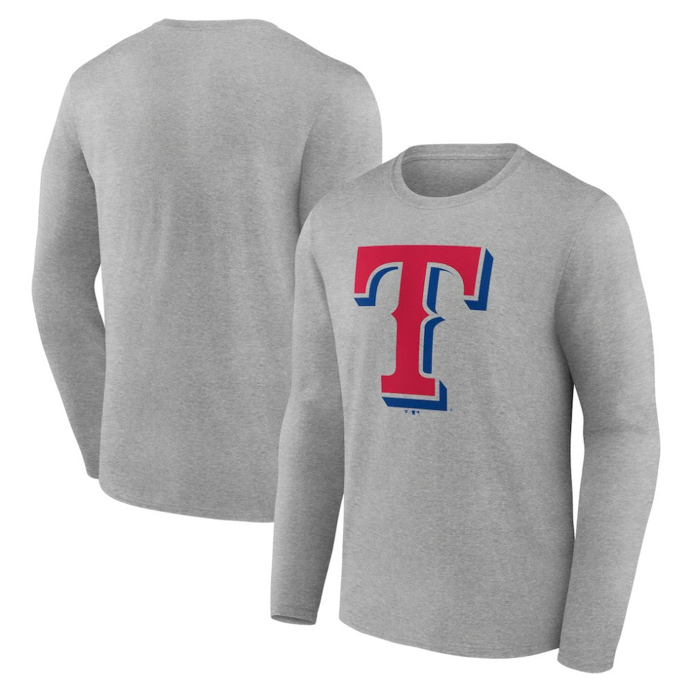 Texas Rangers Official Team Logo Long Sleeve T-Shirt Heather Gray