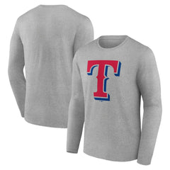 Texas Rangers Official Team Logo Long Sleeve T-Shirt Heather Gray