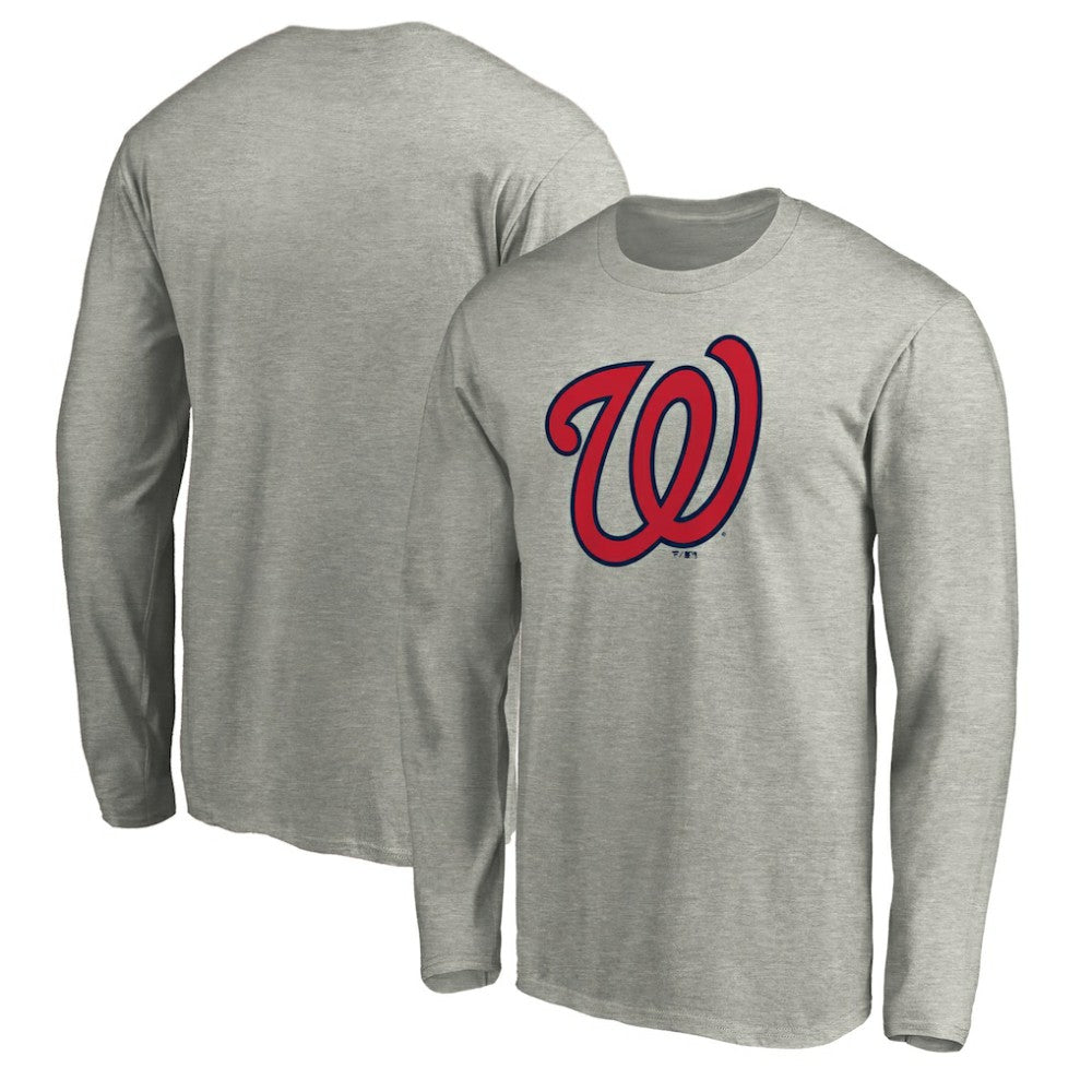 Washington Nationals Official Team Logo Long Sleeve T-Shirt Heather Gray