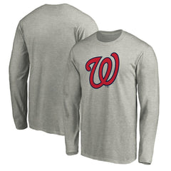Washington Nationals Official Team Logo Long Sleeve T-Shirt Heather Gray