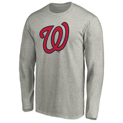 Washington Nationals Official Team Logo Long Sleeve T-Shirt Heather Gray