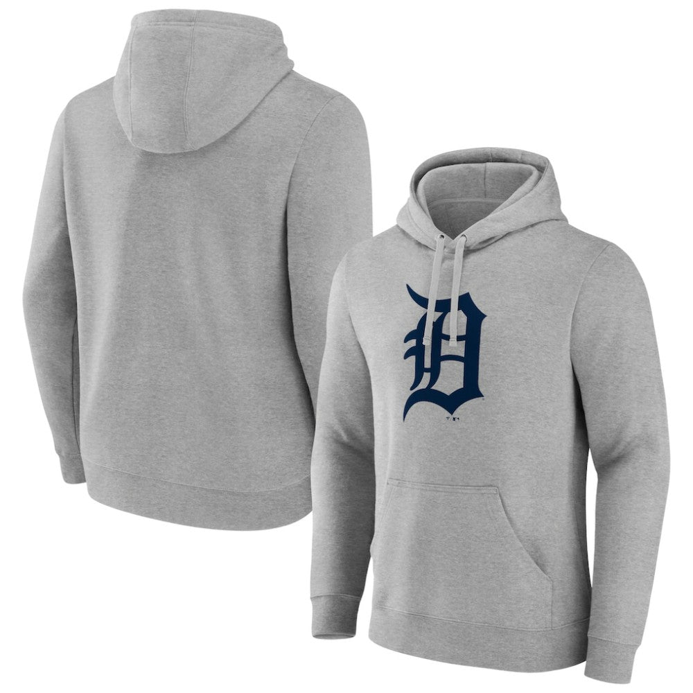 Detroit Tigers Official Logo Fitted Pullover Hoodie Heather Gray