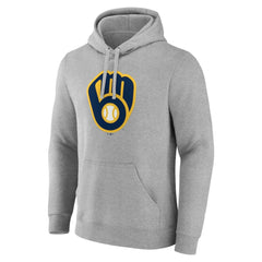 Milwaukee Brewers Official Logo Fitted Pullover Hoodie Heather Gray