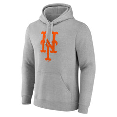 New York Mets Official Logo Fitted Pullover Hoodie Heather Gray