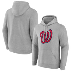 Washington Nationals Official Logo Fitted Pullover Hoodie Heather Gray