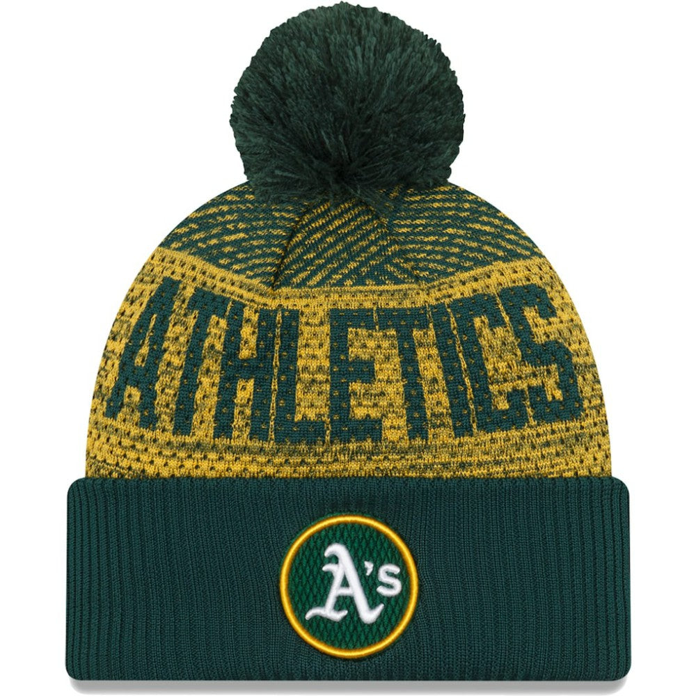 Athletics Authentic Collection Sport Cuffed Knit Hat with Pom Green