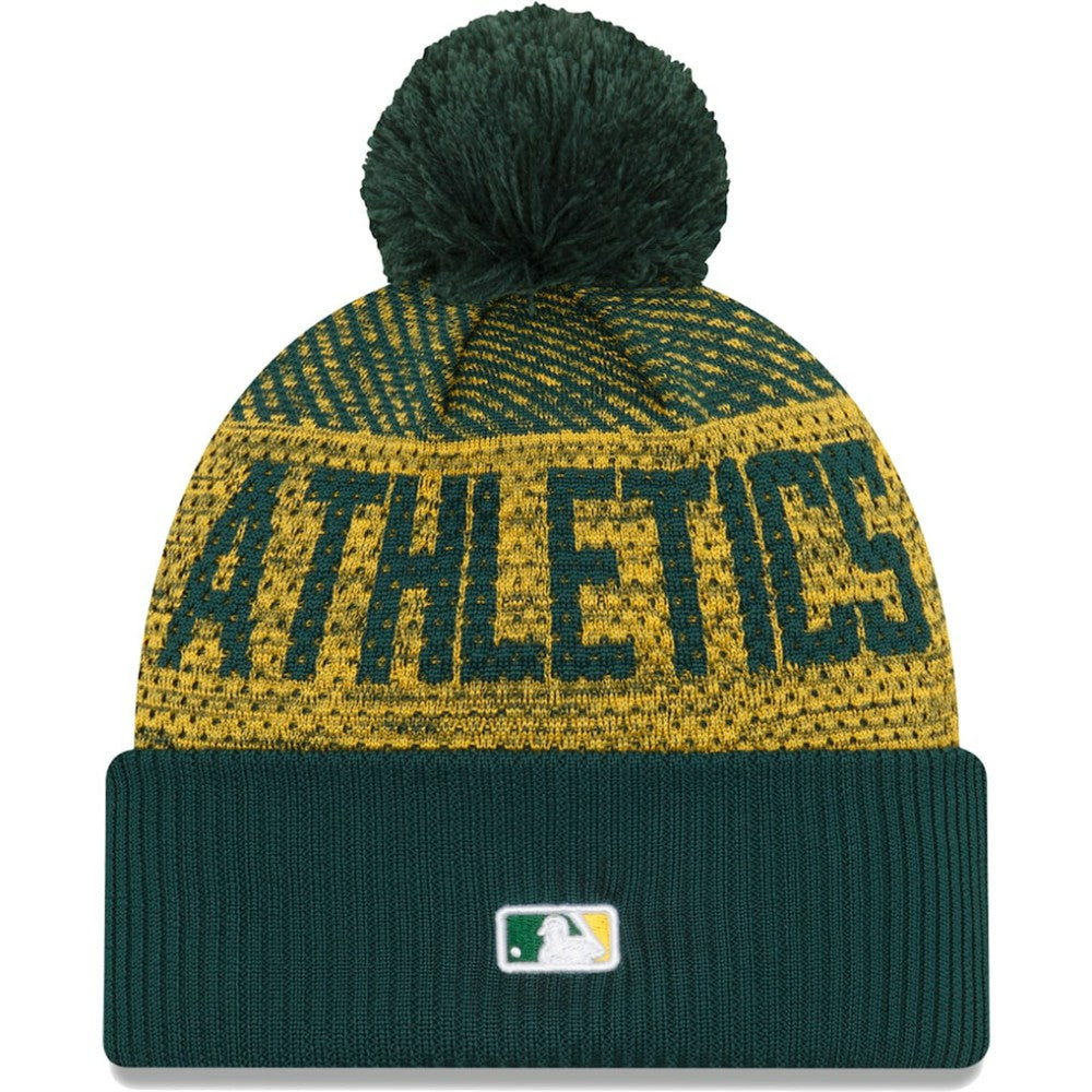 Athletics Authentic Collection Sport Cuffed Knit Hat with Pom Green