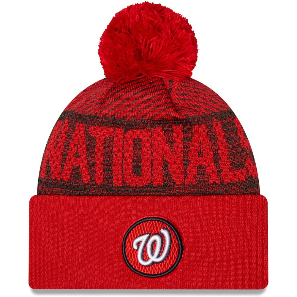 Washington Nationals Authentic Collection Sport Cuffed Knit Hat with Pom Red