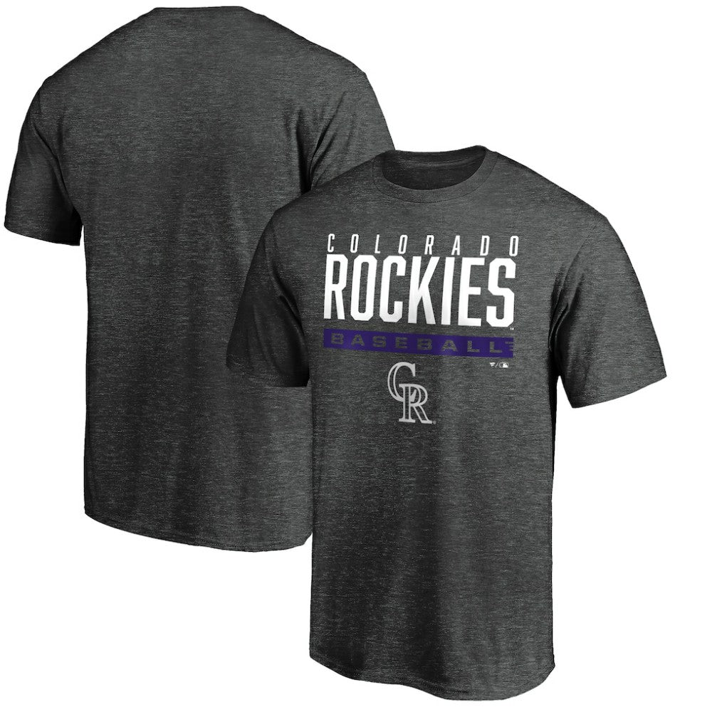 Colorado Rockies Win Stripe Logo T-Shirt Charcoal