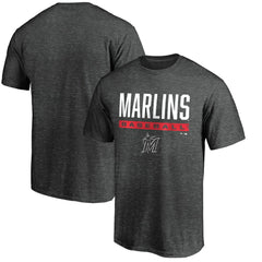 Miami Marlins Win Stripe Logo T-Shirt II Charcoal