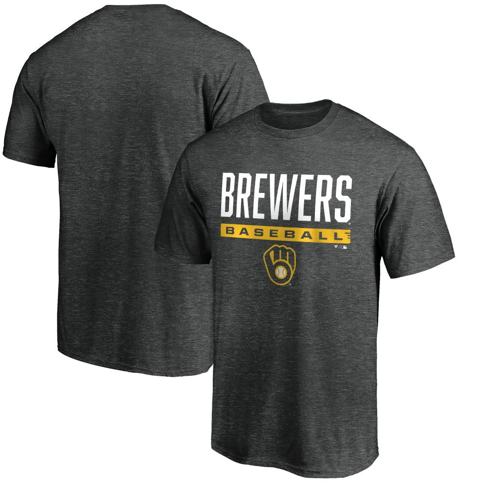 Milwaukee Brewers Win Stripe Logo T-Shirt Charcoal