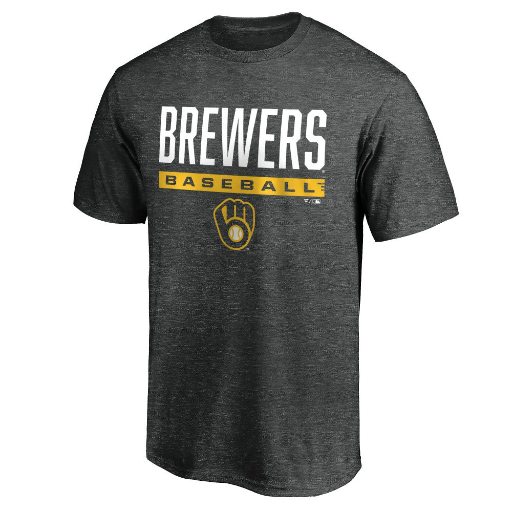 Milwaukee Brewers Win Stripe Logo T-Shirt Charcoal