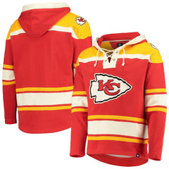 Kansas City Chiefs '47 Lacer V-Neck Pullover Hoodie - Red/Gold online