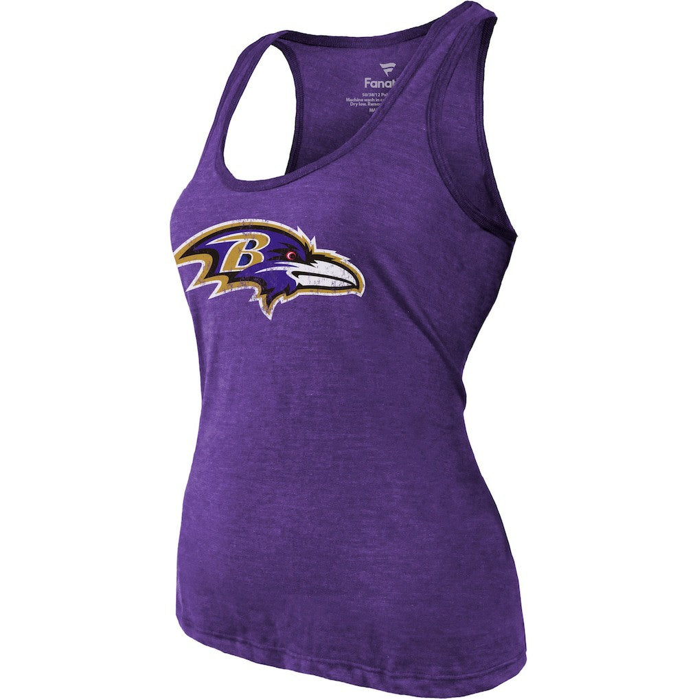 Lamar Jackson Baltimore Ravens Majestic Threads Women's Name & Number Tri-Blend Tank Top - Heathered Purple on sale