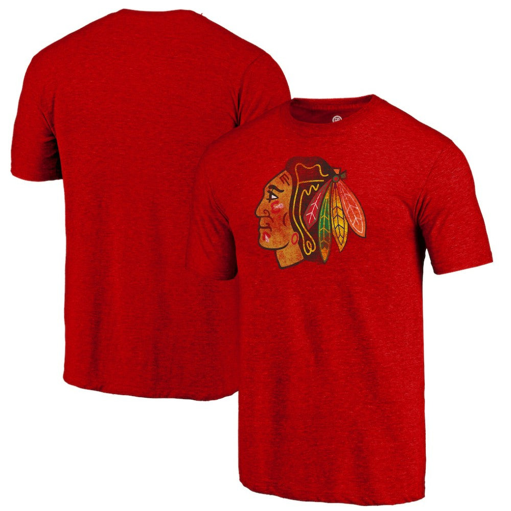 Chicago Blackhawks Distressed Tri-Blend T-Shirt - Red T-shirts