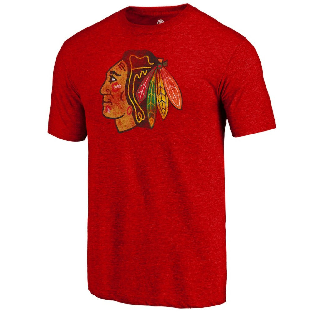 Chicago Blackhawks Distressed Tri-Blend T-Shirt - Red T-shirts
