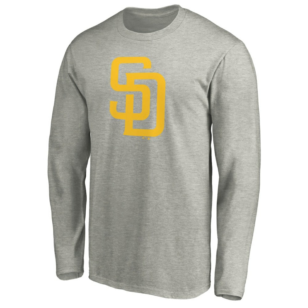 San Diego Padres Official Team Logo Long Sleeve T-Shirt Heather Gray
