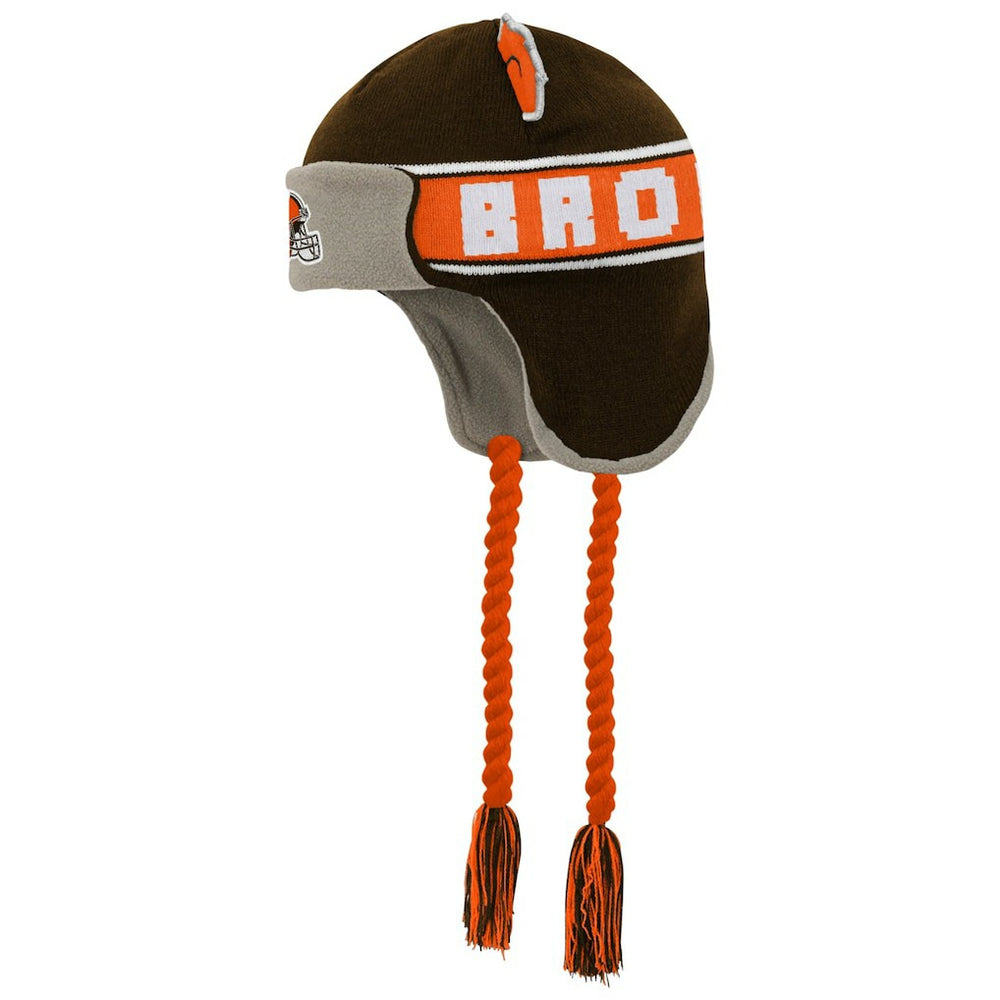 Cleveland Browns Preschool Wordmark Ears Trooper Knit Hat - Brown on sale