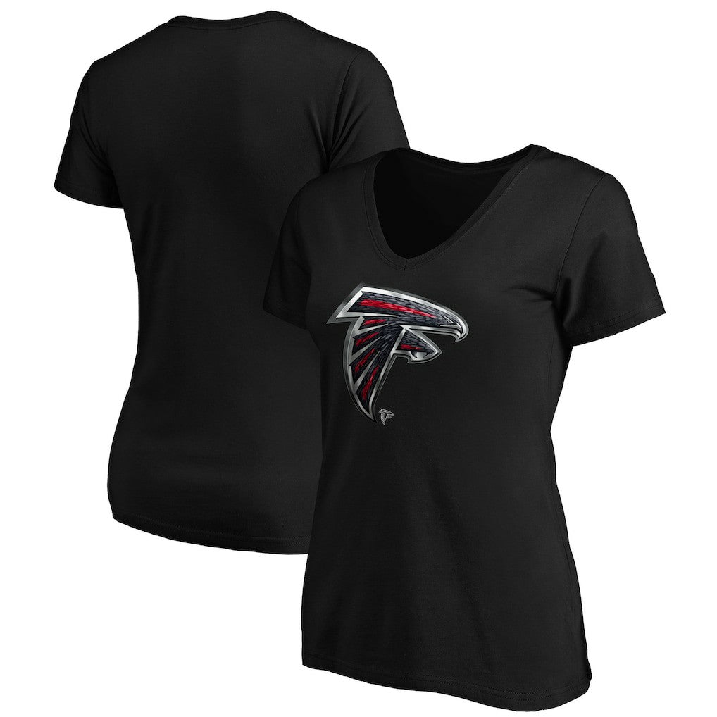 Atlanta Falcons Women's Midnight Mascot Logo V-Neck T-Shirt - Black sale