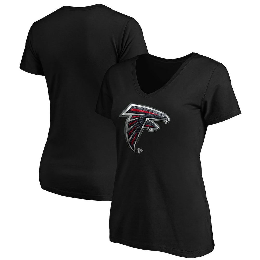 Atlanta Falcons Women's Midnight Mascot Logo V-Neck T-Shirt - Black sale