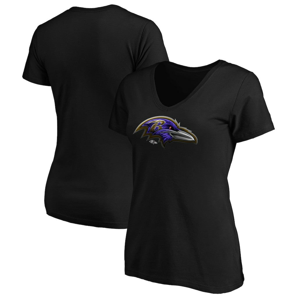 Baltimore Ravens Women's Midnight Mascot Logo V-Neck T-Shirt - Black cheap