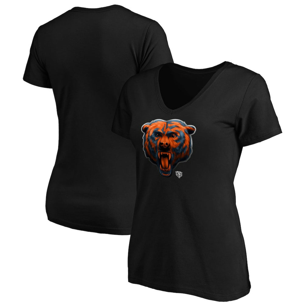 Chicago Bears Women's Midnight Mascot Logo V-Neck T-Shirt - Black outlet