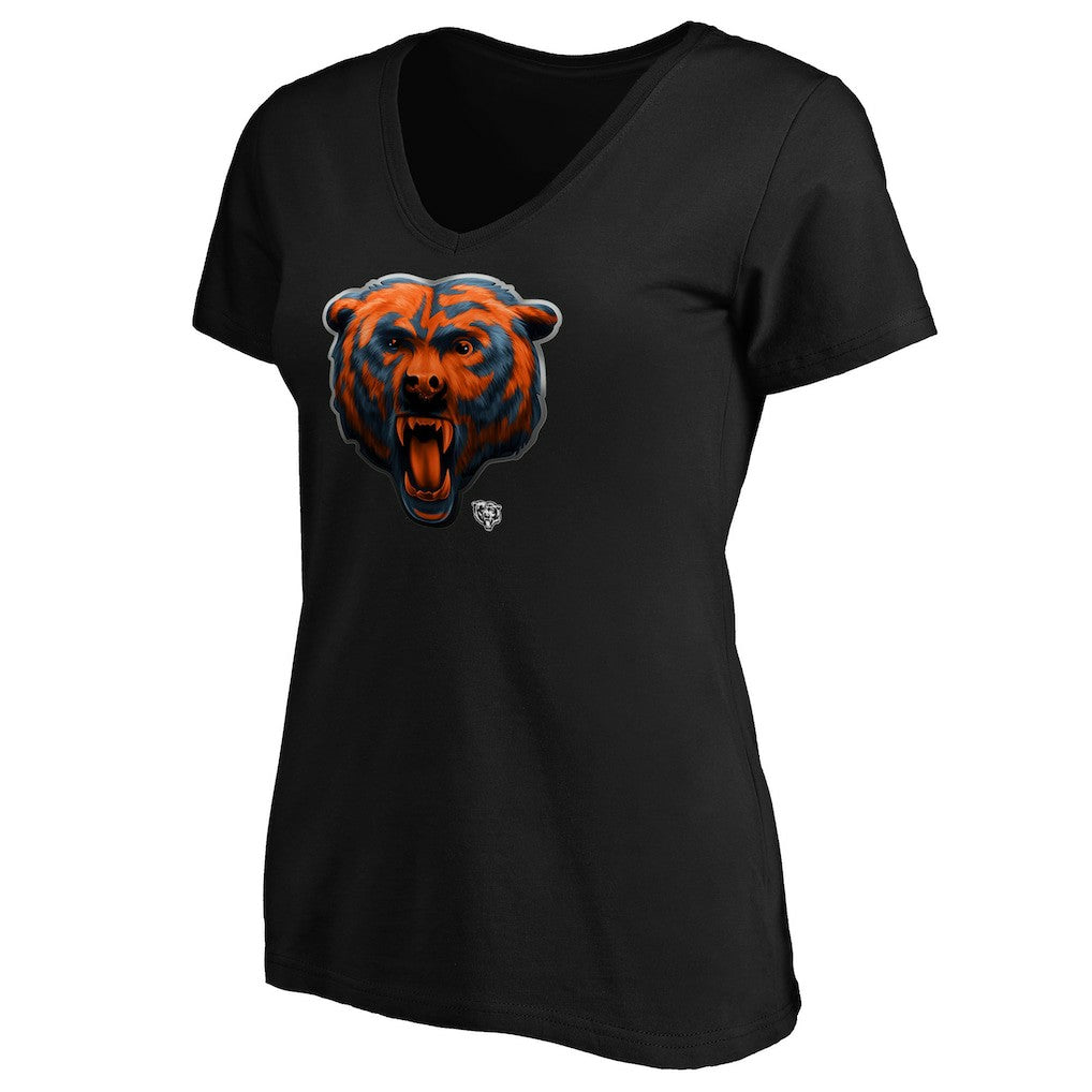 Chicago Bears Women's Midnight Mascot Logo V-Neck T-Shirt - Black outlet