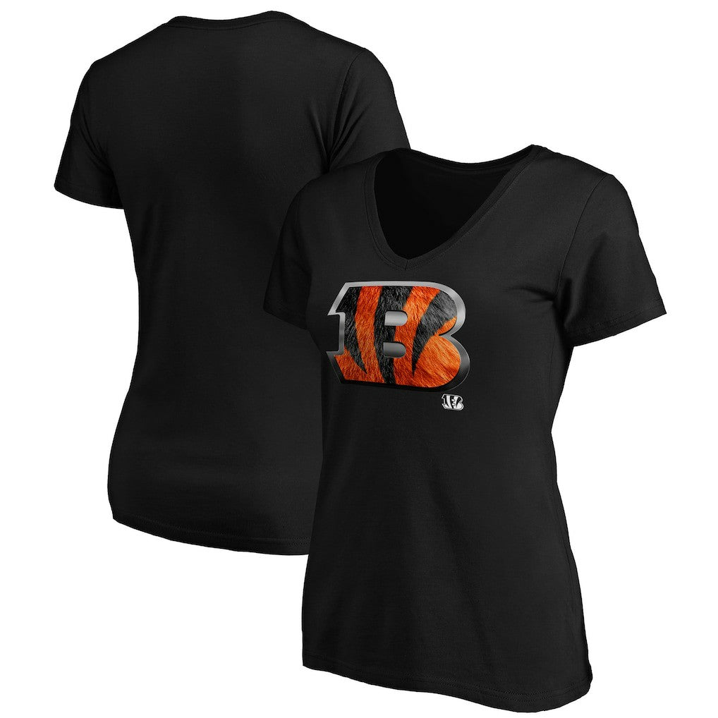 Cincinnati Bengals Women's Midnight Mascot Logo V-Neck T-Shirt - Black outlet