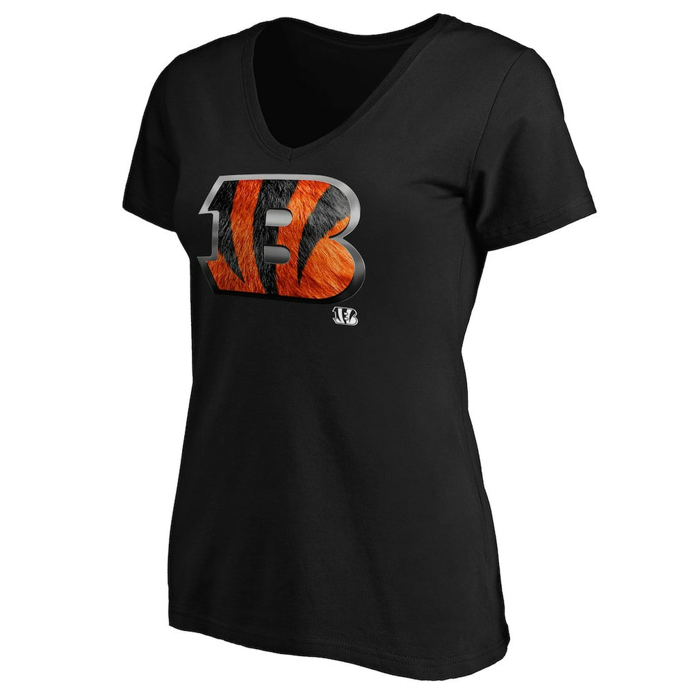 Cincinnati Bengals Women's Midnight Mascot Logo V-Neck T-Shirt - Black outlet
