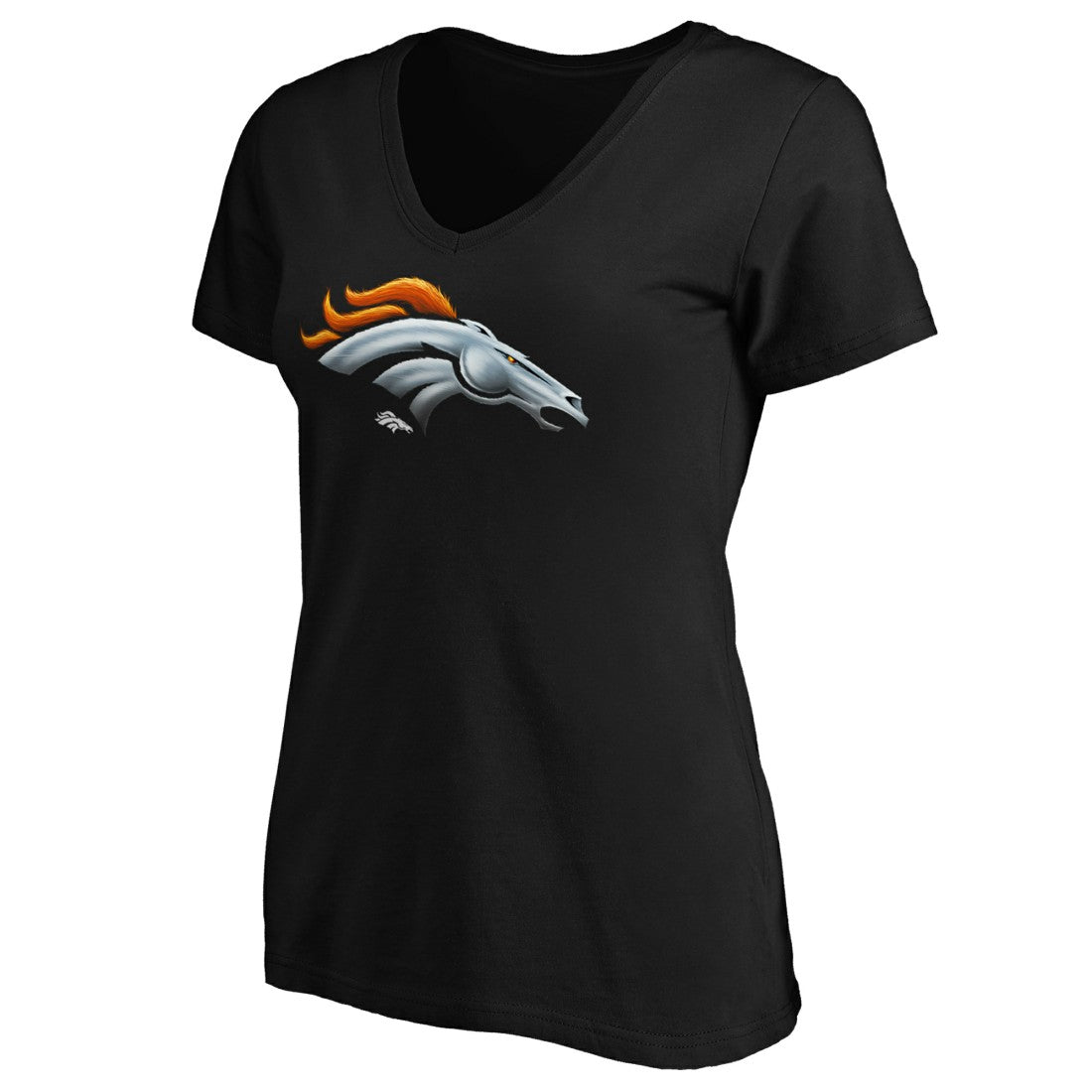 Denver Broncos Women's Midnight Mascot Logo V-Neck T-Shirt - Black discount