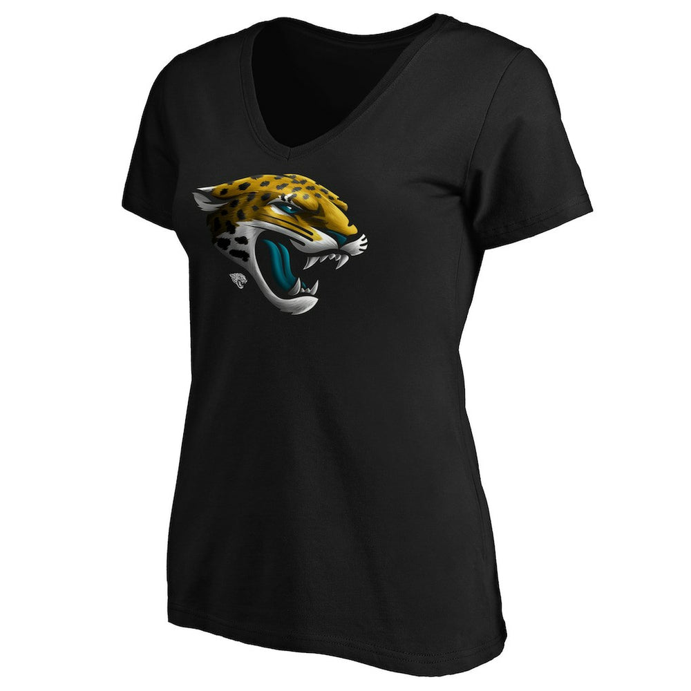 Jacksonville Jaguars Women's Midnight Mascot Logo V-Neck T-Shirt - Black discount