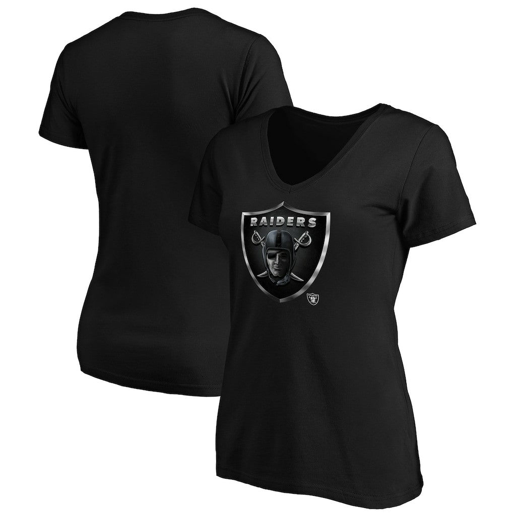 Las Vegas Raiders Women's Midnight Mascot Logo V-Neck T-Shirt - Black on sale