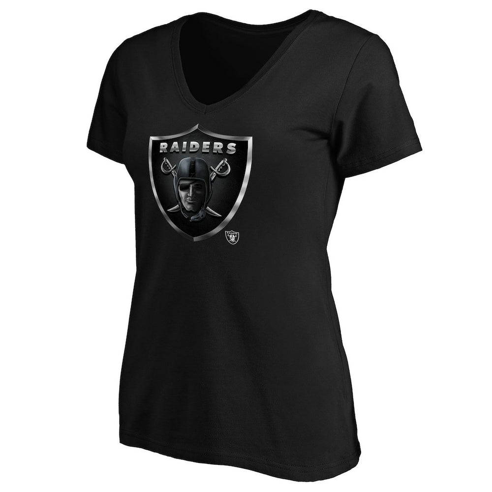 Las Vegas Raiders Women's Midnight Mascot Logo V-Neck T-Shirt - Black on sale
