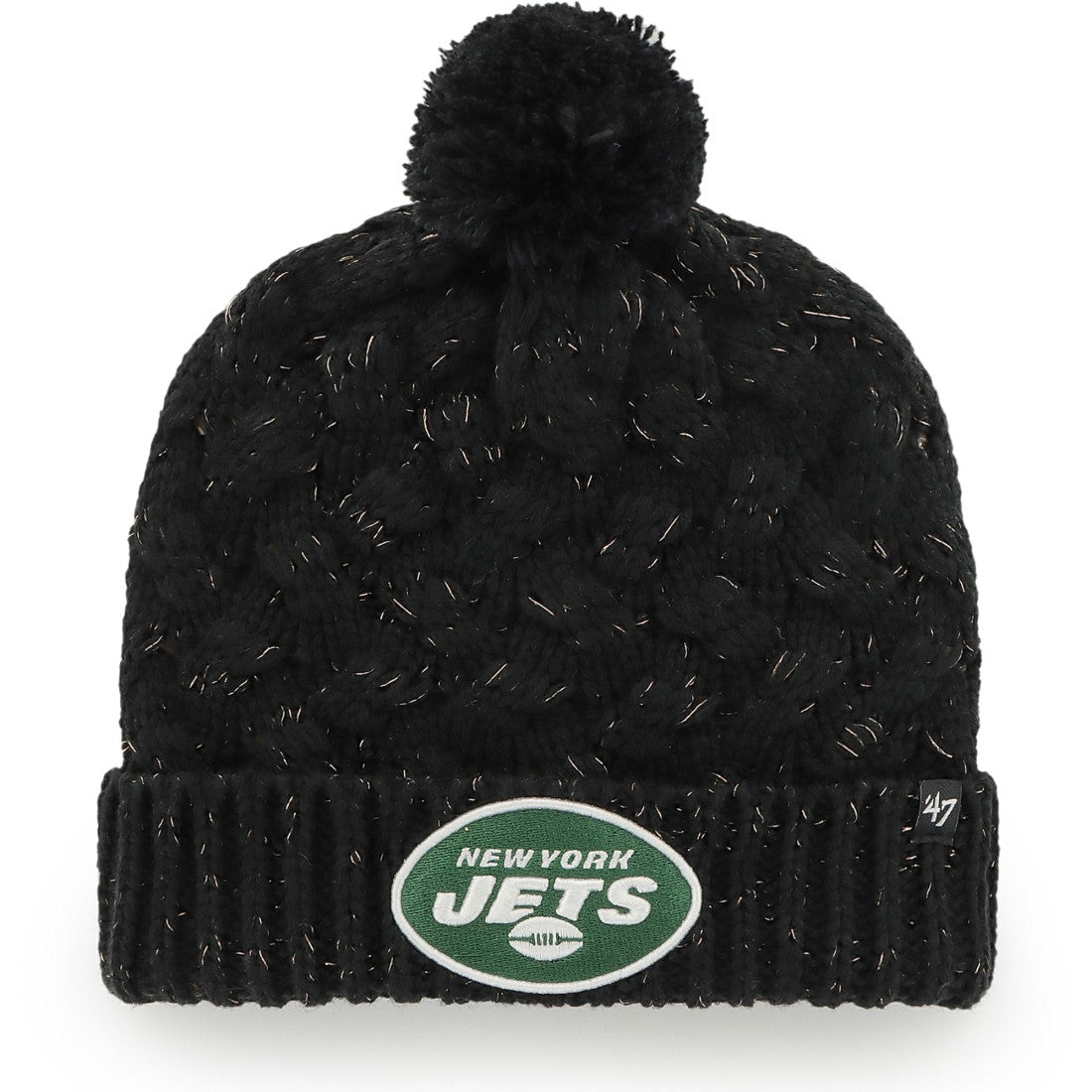 New York Jets '47 Women's Fiona Logo Cuffed Knit Hat with Pom - Black sale