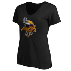 Minnesota Vikings Women's Midnight Mascot Logo V-Neck T-Shirt - Black cheap