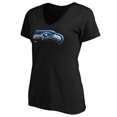 Seattle Seahawks Women's Midnight Mascot Logo V-Neck T-Shirt - Black discount