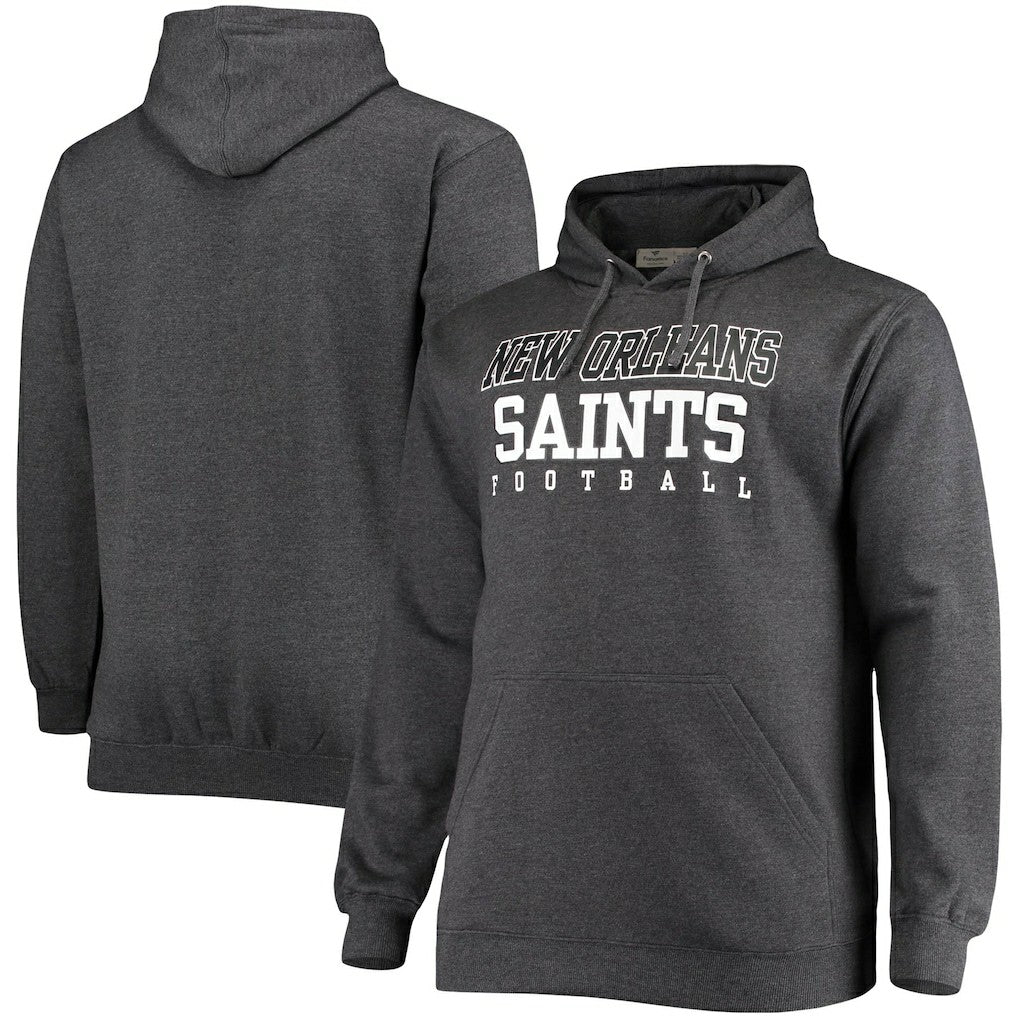 New Orleans Saints Big & Tall Practice Pullover Hoodie - Heathered Charcoal sale