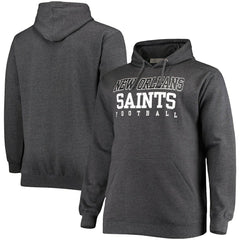 New Orleans Saints Big & Tall Practice Pullover Hoodie - Heathered Charcoal sale