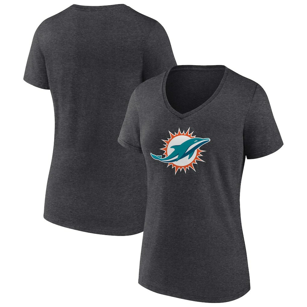 Miami Dolphins Women's Primary Team Logo V-Neck T-Shirt - Charcoal for sale